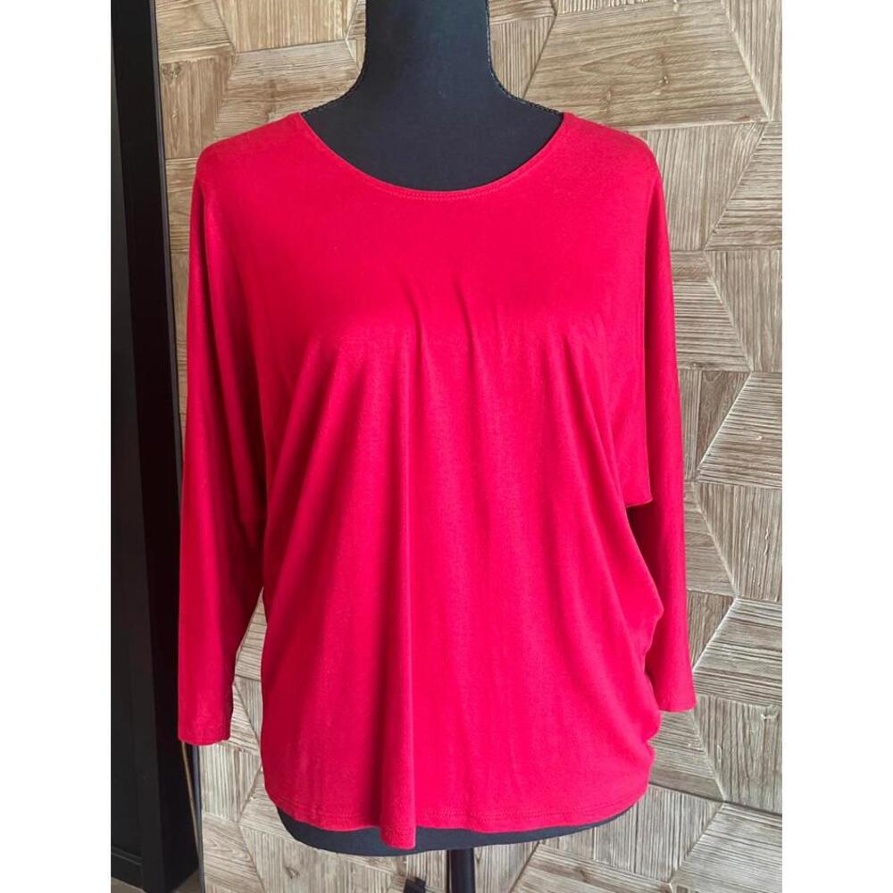 NWOT Kim & Cami Ladies Top Size Small Red Dolman Sleeves Scoop Neck